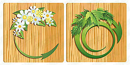 白色菊花綠色葉子創(chuàng)意矢量素材