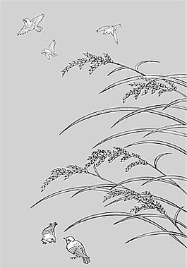 夜鶯蘆葦矢量素材