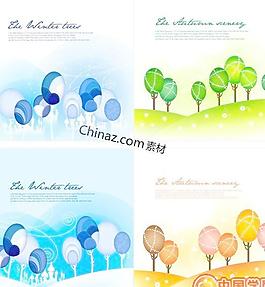 季節(jié)性風(fēng)景插畫矢量圖下載