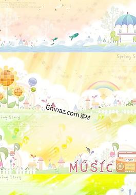 可愛卡通春天插畫矢量圖