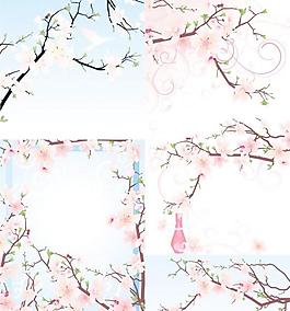 精美桃花盛開矢量圖下載