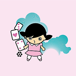 矢量 卡通 人物 女孩 生活元素 免費(fèi)素材