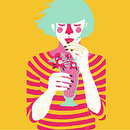 印花矢量圖 人物 女人 生活元素 飲料 免費(fèi)素材