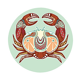 印花矢量圖 動(dòng)物 海洋生物 螃蟹 十二星座 免費(fèi)素材