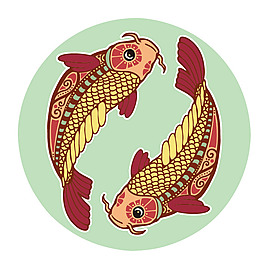 印花矢量圖 動(dòng)物 海洋生物 金魚 十二星座 免費(fèi)素材