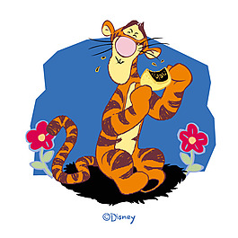 印花矢量圖 卡通 動(dòng)物 跳跳虎 植物 免費(fèi)素材
