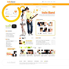 橙色音樂演奏網(wǎng)頁psd模板