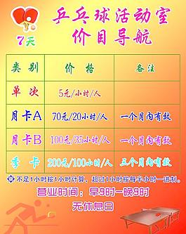 乒乓球價目表圖片