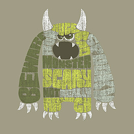 印花矢量圖 人物 怪獸 文字 英文 免費(fèi)素材