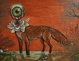 位圖 插畫 動物 狐貍 植物 免費素材