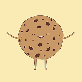印花矢量圖 生活元素 餅干 擬人 笑臉 免費(fèi)素材