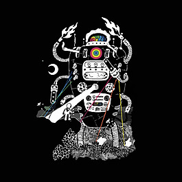 印花矢量圖 人物 機(jī)器人 生活元素 管道 免費(fèi)素材