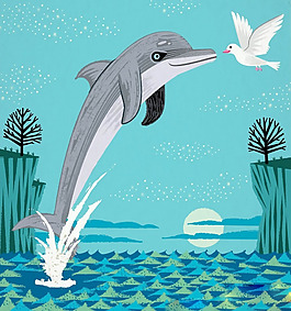 位圖 插畫 動物 鯊魚 鴿子 免費素材