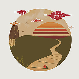 印花矢量圖 場(chǎng)景畫 幾何 圓形 生活元素 免費(fèi)素材