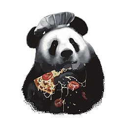 印花矢量圖 動(dòng)物 熊貓 生活元素 披薩 免費(fèi)素材