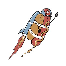 印花矢量圖 卡通 香腸 擬人 生活元素 免費(fèi)素材