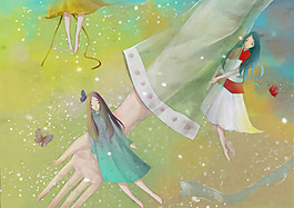 位圖 插畫 場(chǎng)景畫 人物 女孩 免費(fèi)素材