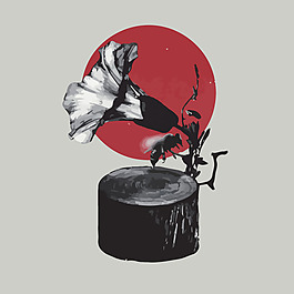 印花矢量圖 生活元素 留聲機(jī) 抽象 植物 免費(fèi)素材