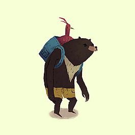 位圖 插畫 動(dòng)物 熊 鳥 免費(fèi)素材