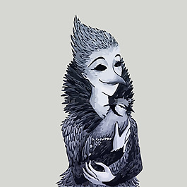 印花矢量圖 人物 女人 鳥(niǎo)怪 動(dòng)物 免費(fèi)素材