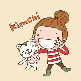 印花矢量圖 卡通 人物 女孩 動物 免費素材