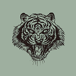 印花矢量圖 卡通 動物 老虎頭 童裝 免費素材
