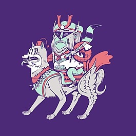 印花矢量圖 動物 狗 翅膀 人物 免費素材
