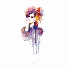 印花矢量圖 人物 女人 藝術(shù) 水彩 免費素材