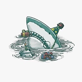 印花矢量圖 藝術(shù)效果 水彩 動物 鯊魚 免費素材