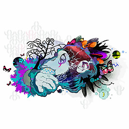印花矢量圖 藝術(shù)效果 水彩 動(dòng)物 猴子 免費(fèi)素材