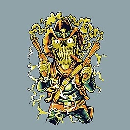 印花矢量圖 卡通 人物 男人 骷髏 免費素材