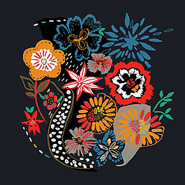 印花矢量图 植物 花卉 叶子 抽象 免费素材