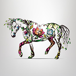 印花矢量图 动物 马 花纹填充 花纹 免费素材