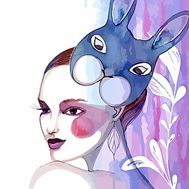 印花矢量圖 藝術(shù)效果 水彩 人物 女人 免費(fèi)素材