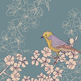 印花矢量圖 動(dòng)物 鳥(niǎo) 植物 花朵 免費(fèi)素材
