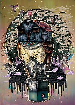 位圖 插畫 生活元素 房屋 動(dòng)物 免費(fèi)素材