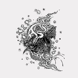 印花矢量圖 動(dòng)物 魚(yú) 氣泡 生活元素 免費(fèi)素材