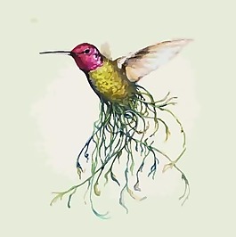 印花矢量圖 藝術效果 水彩 動物 鳥 免費素材