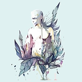 印花矢量圖 藝術(shù)效果 水彩 人物 男人 免費素材