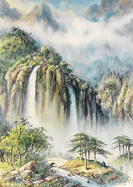 位图 插画 风景画 艺术效果 水彩 免费素材
