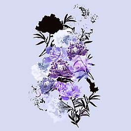 印花矢量圖 藝術效果 水彩 植物 花卉 免費素材