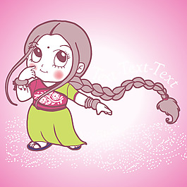 印花矢量圖 卡通 民族風(fēng) 人物 女孩 免費(fèi)素材