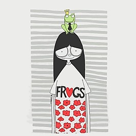 印花矢量圖 人物 女孩 動(dòng)物 青蛙 免費(fèi)素材