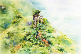 位图 插画 艺术效果 水彩 风景画 免费素材