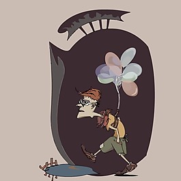 印花矢量圖 人物 男人 生活元素 氣球 免費(fèi)素材