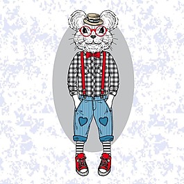 印花矢量圖 時(shí)尚動(dòng)物擬人專(zhuān)題 動(dòng)物 老鼠 生活元素 免費(fèi)素材