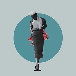 印花矢量圖 人物 女人 幾何 圓形 免費(fèi)素材