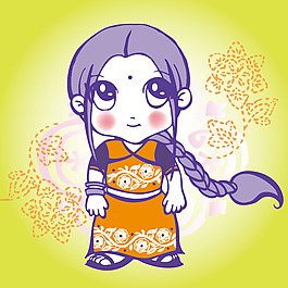 印花矢量圖 卡通 民族風(fēng) 人物 女孩 免費(fèi)素材