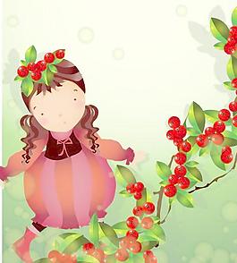 韓國(guó)女孩兒童矢量圖023