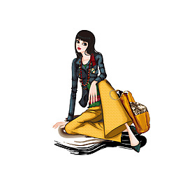 位图 插画 手绘时尚女人 人物 免费素材